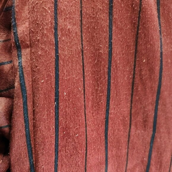 JOA Just One Answer Pants Cropped Women Size S Burgundy Red Black Striped FLAW - Picture 8 of 8